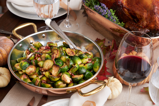 Balsamic glazed brussels sprouts with bacon and Parmesan