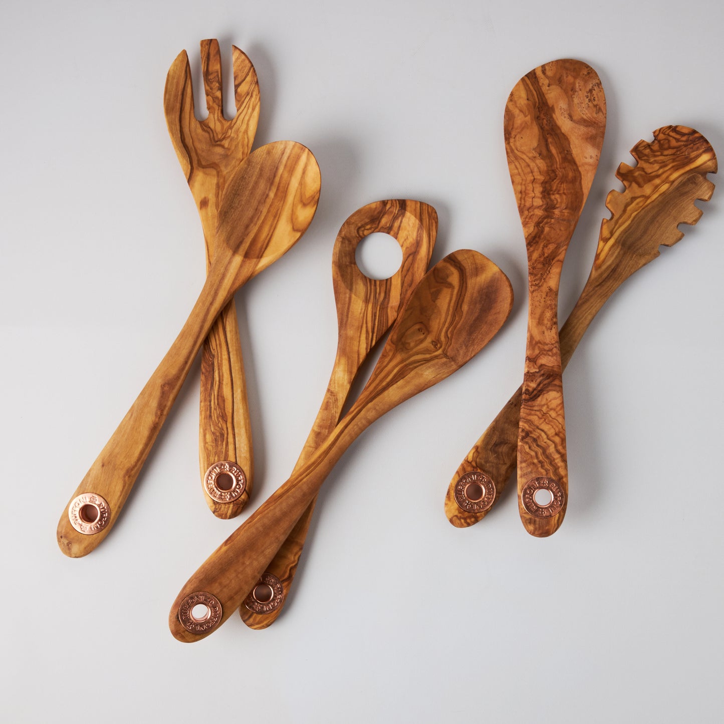 Copper Utensil Holder with 6 pcs Olivewood Tool Set