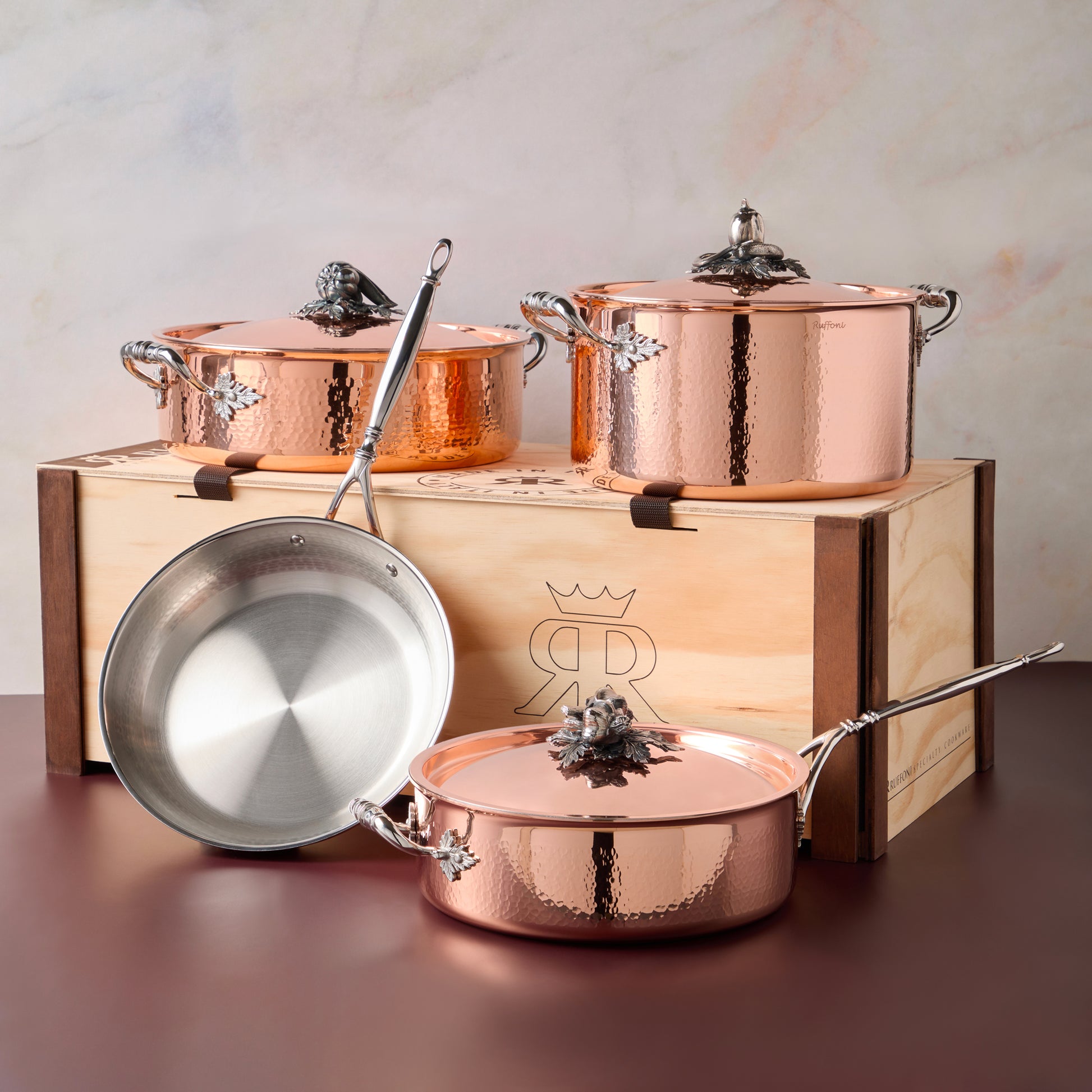 Ruffoni 7 Piece Copper Cookware Set in Wooden Box - Opus Cupra