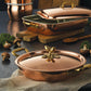 Hammered copper 11" Double Handle Fry Pan lined with high purity tin applied by hand over fire and bronze handles, from Ruffoni Historia collection