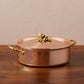 Ruffoni Olivia Cupra 5qt braiser copper cookware with stainless steel lining, brass handles and decorated lids with brass olive and leaf knob finials