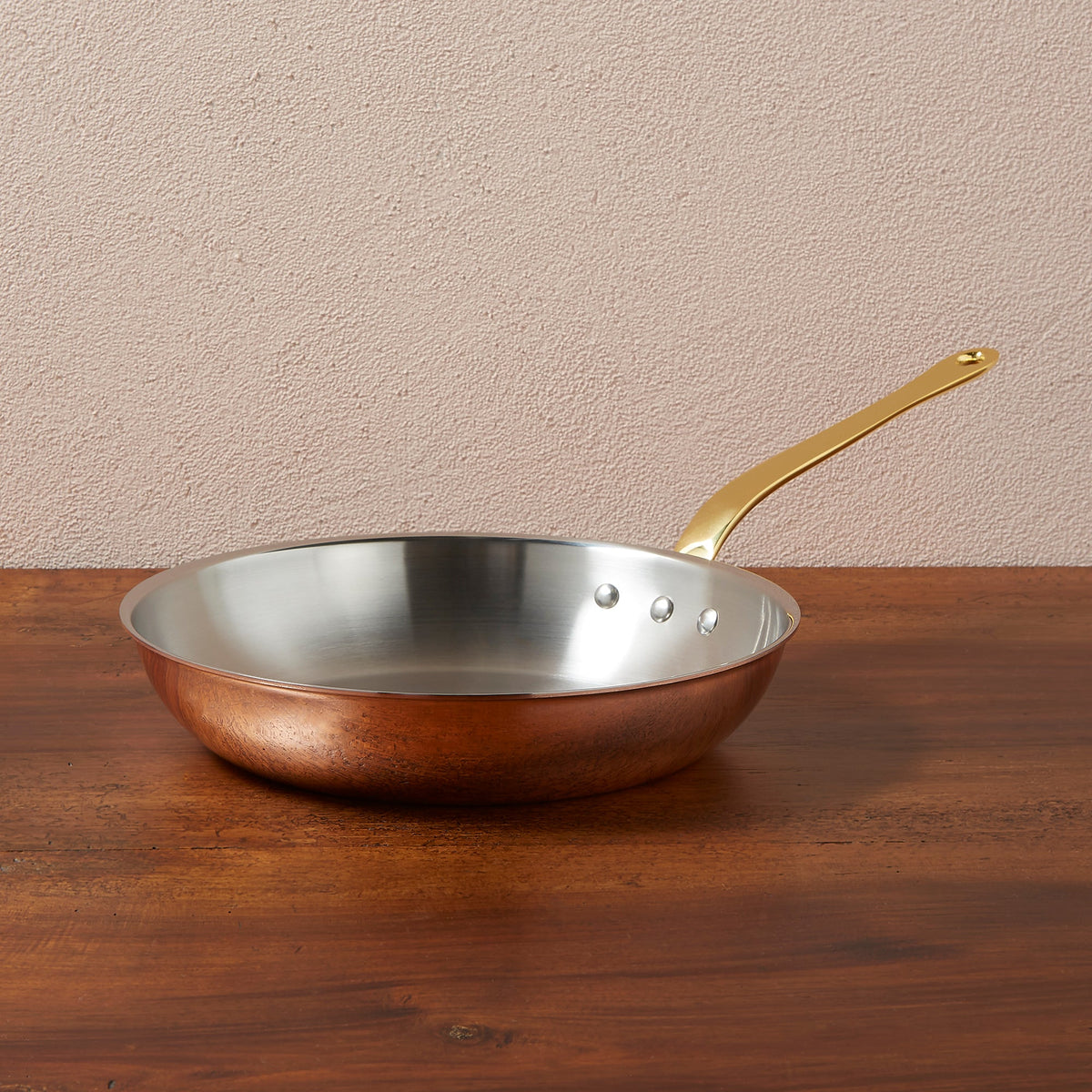 Ruffoni Olivia Cupra 10-inch frying pan copper cookware with stainless steel lining, brass handles