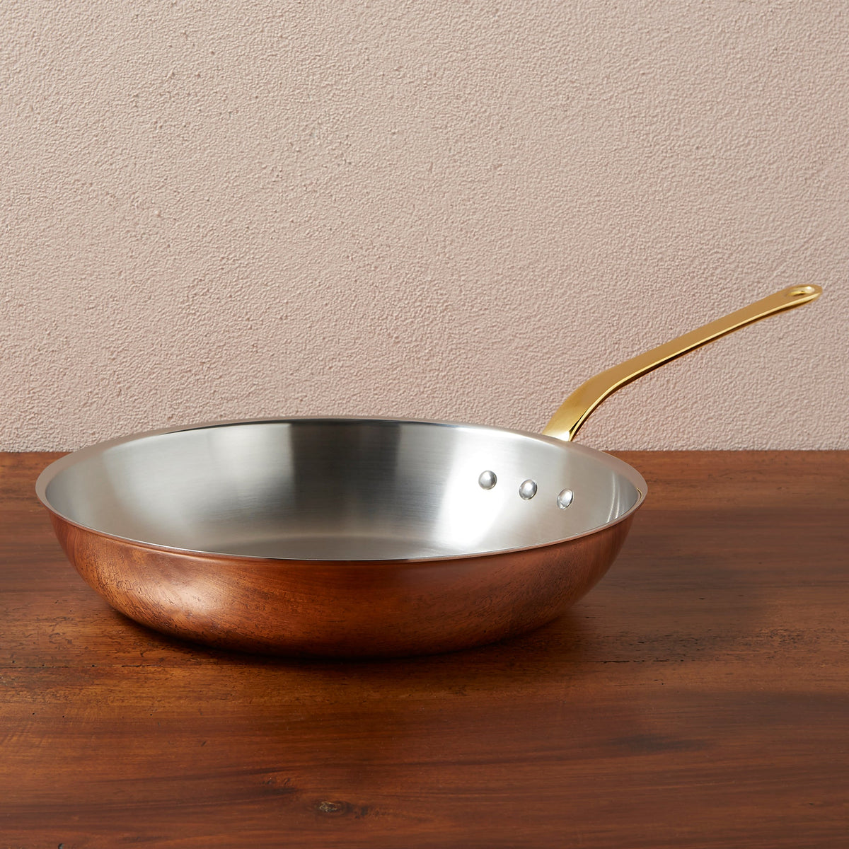 Ruffoni Olivia Cupra 12-inch frying pan copper cookware with stainless steel lining, brass handles