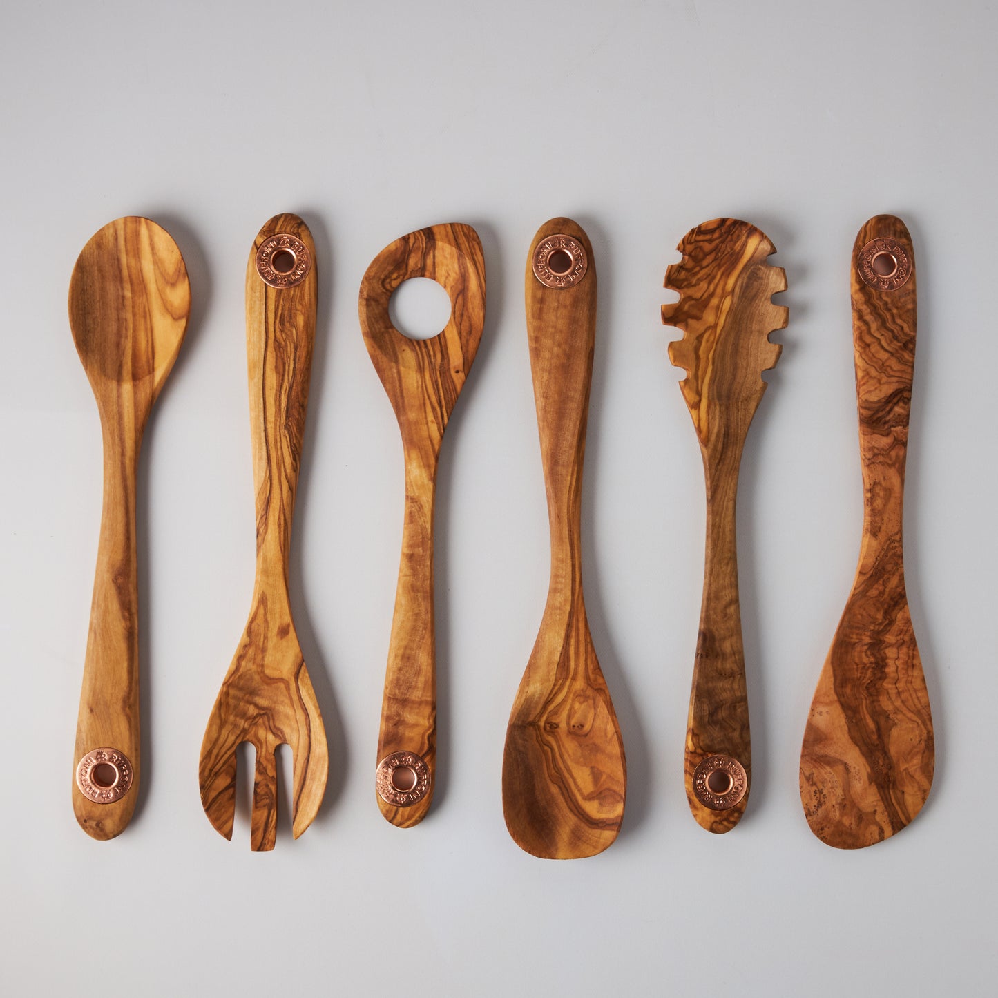 Copper Utensil Holder with 6 pcs Olivewood Tool Set