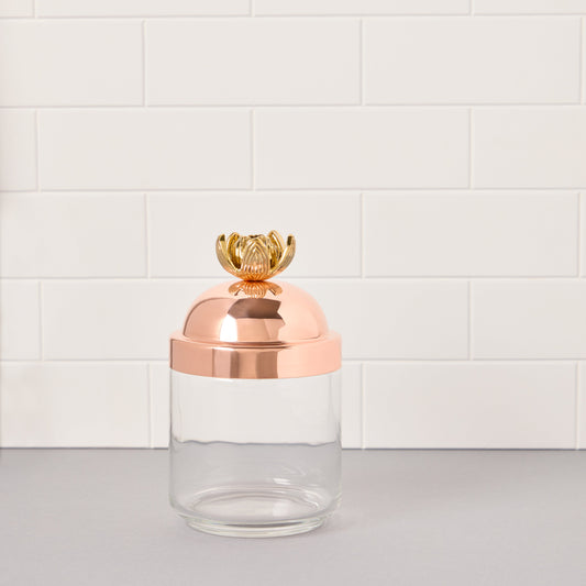 0.75 Qt Glass Kitchen jar with sealed copper lid