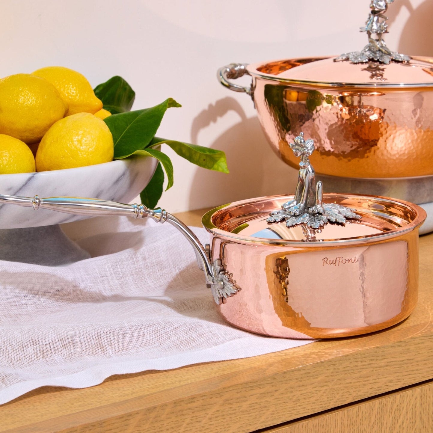 hammered copper with stainless steel lining and decorated stainless steel Pluto and Minnie Mouse knob from Ruffoni