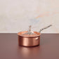Disney x Ruffoni Opus Cupra 2 qt saucepan hammered copper with special edition Disney-inspired knobs in stainless steel featuring Pluto, by Ruffoni