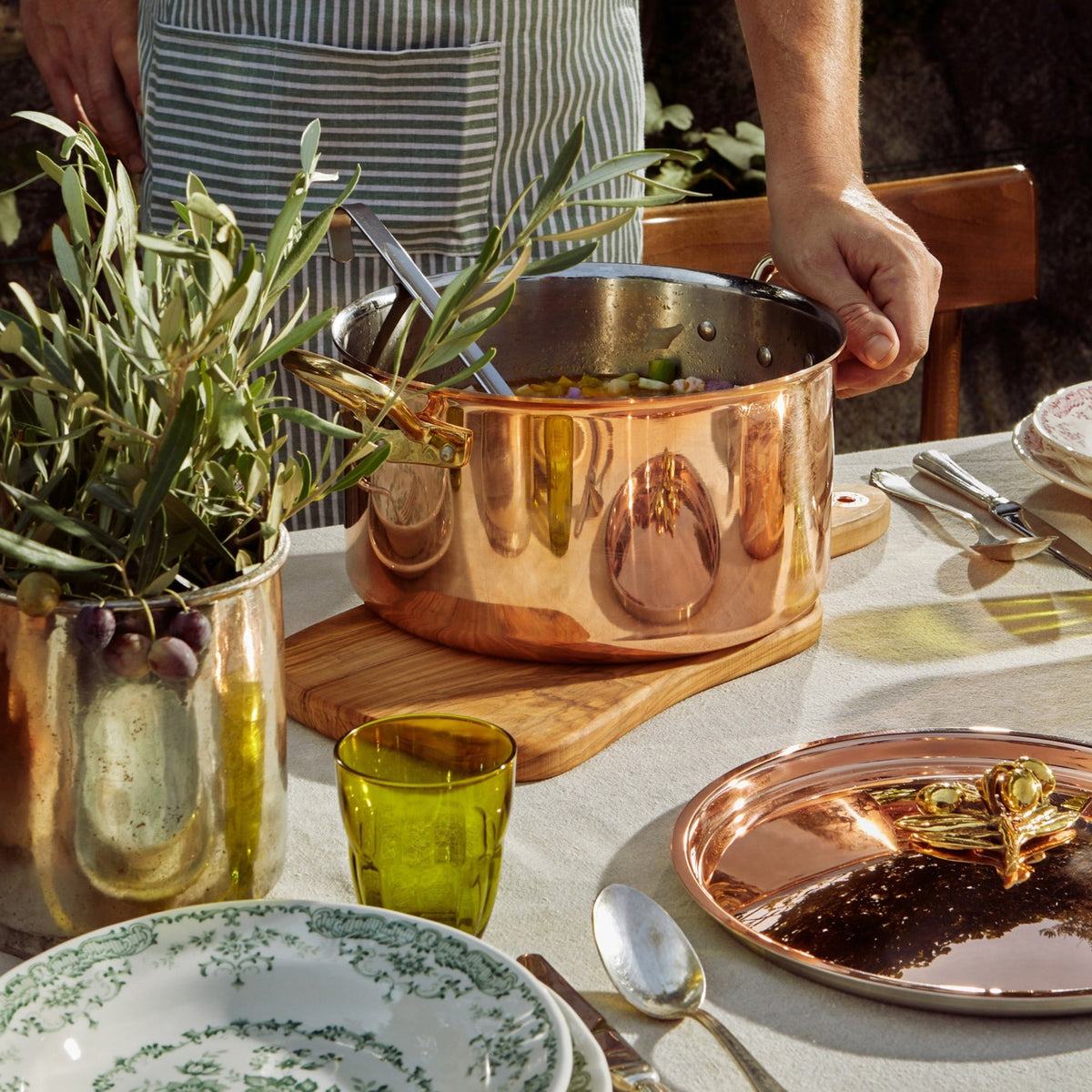 Italian minestrone in the Olivia Cupra copper stockpot