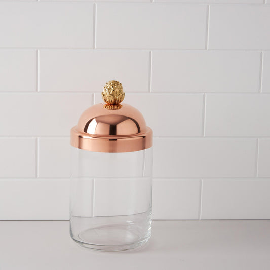 1 QT Liter Glass Kitchen jar with sealed copper lid