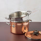 Opus Cupra hammered copper with stainless steel lining and decorated silver-plated lid knob finial from Ruffon